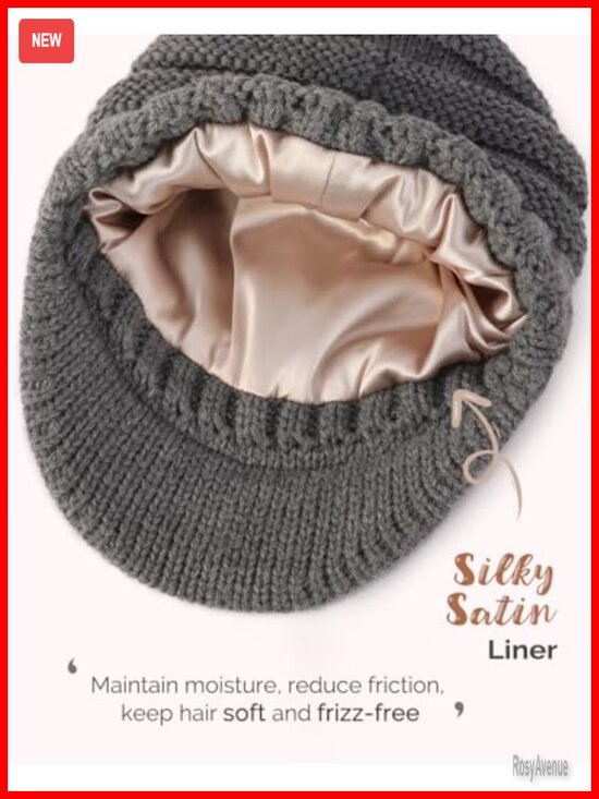 Satin Lined Slouchy Beanie with Visor Brim for Women Men main image 5
